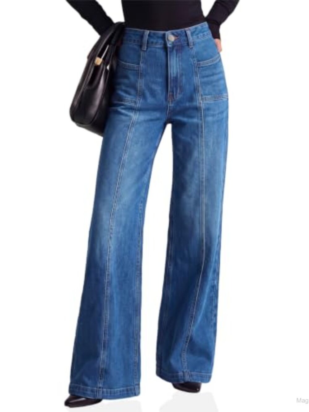 High Waisted Flare Jeans Baggy Bell Bottom Seam Denim Pants
